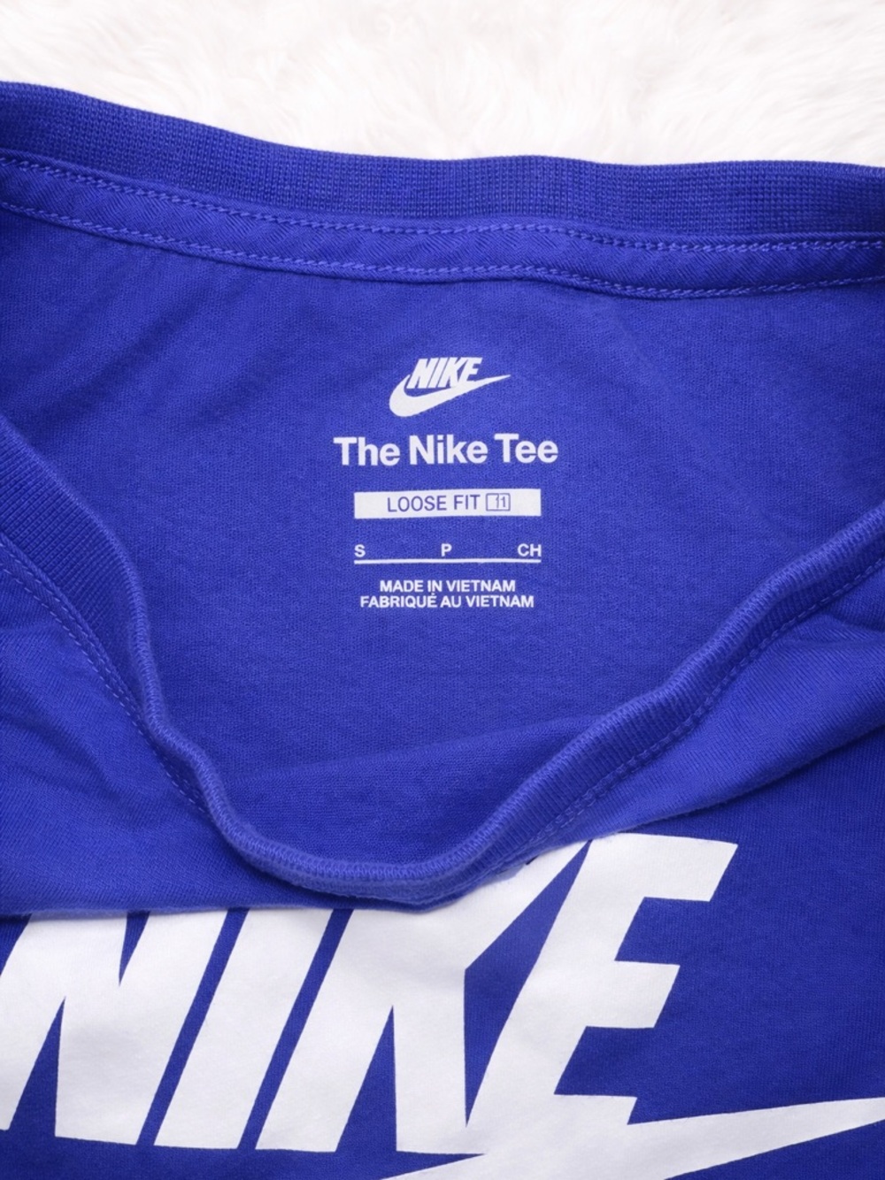 Nike Cropped Tee Blue Loose Fit Size Small Athletic Logo Shirt - Picture 2 of 2